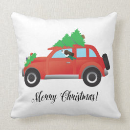 Brown Springer Spaniel Dog - Auto mit Baum oben Kissen