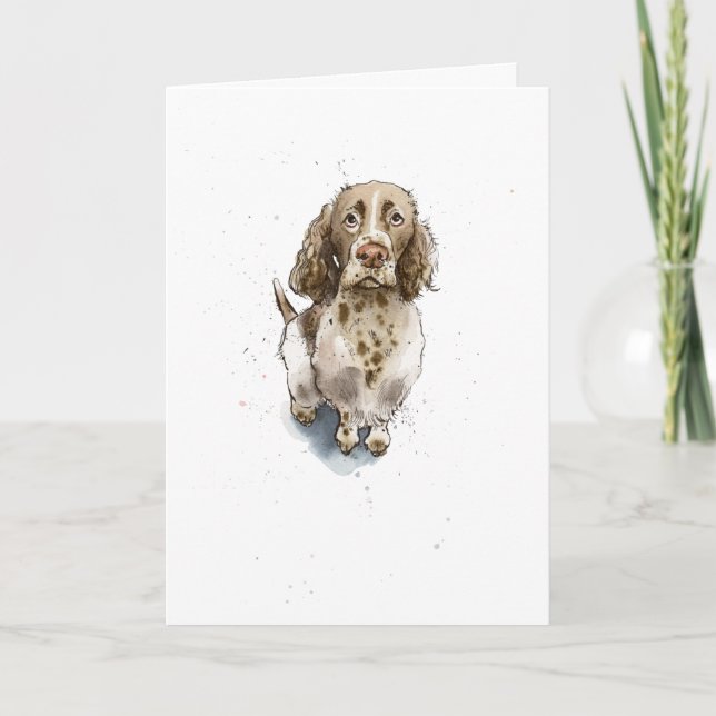 Brown Springer Spaniel Illustration Dog Birthday Karte (Vorderseite)