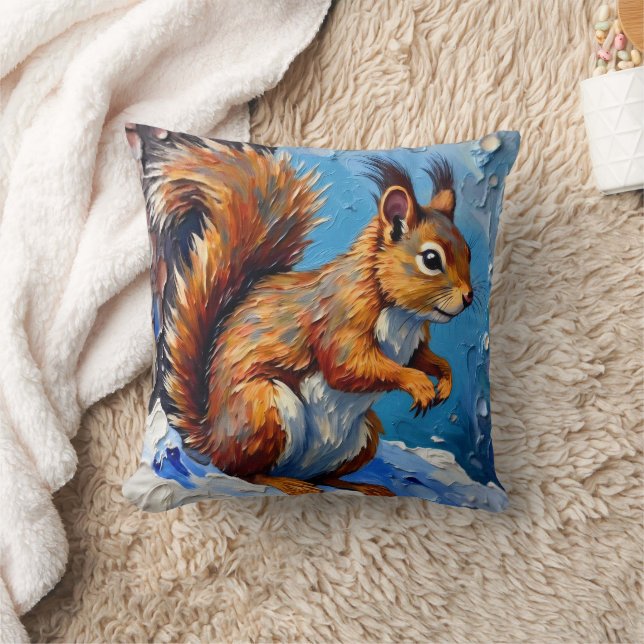 Brown Squirrel in the Snow Kissen (Decke)