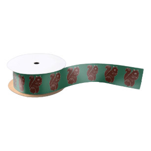 Brown Squirrels grünes Satin-Band Satinband