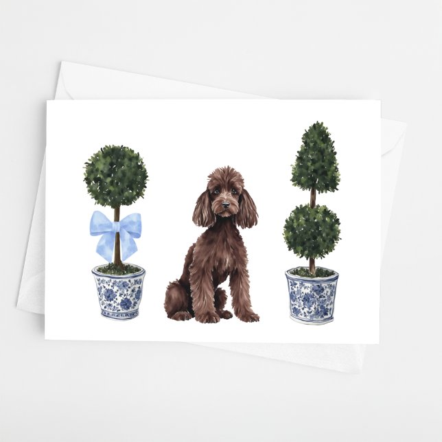 Brown Standard Poodle Doppy Welpe Topiary Wasserfa Karte (Von Creator hochgeladen)