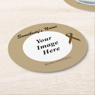 Brown Standard Ribbon Template von Kenneth Yoncich Runder Pappuntersetzer
