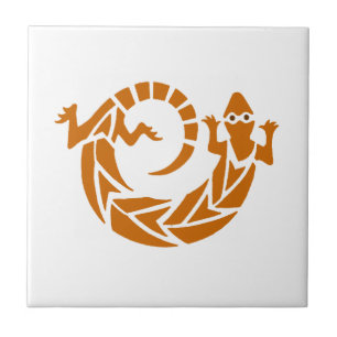 Brown Stencil Gecko Tile Fliese