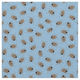 Brown Stink Bugs Illustrationen auf Blue Gemustert Stoff