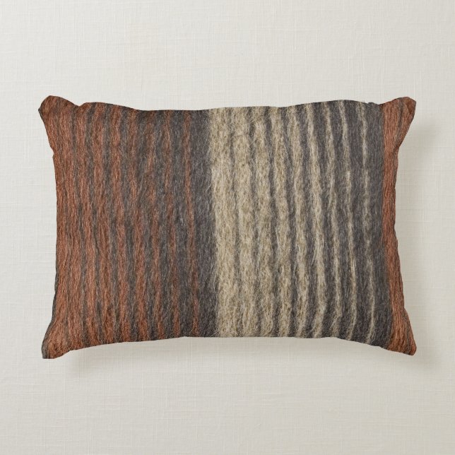 ▥ Brown-Streifen-Polyester-Akzent-Kissen 16" X12 " Zierkissen (Vorderseite)