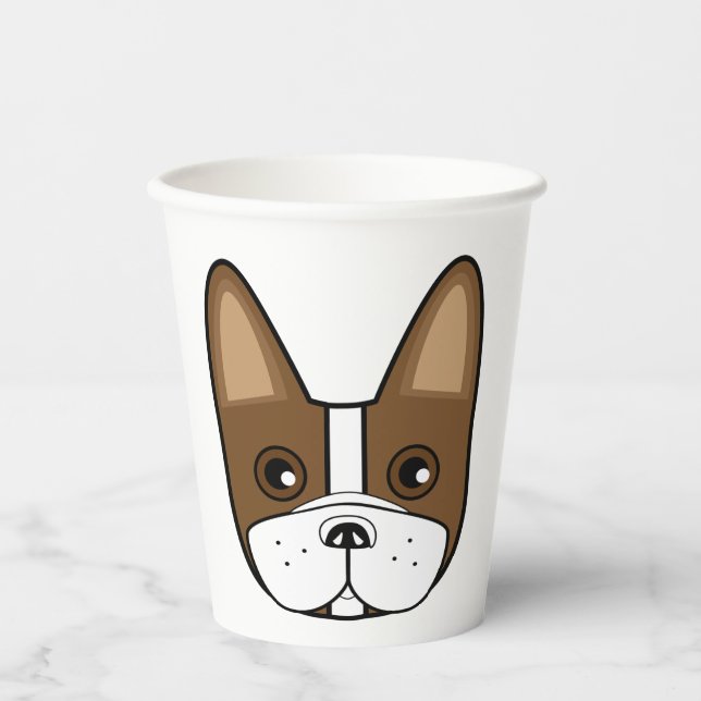 Brown Strip French Bulldog Face Pappbecher (Vorderseite)