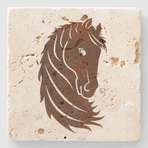 Brown Stylized Pferdeprofil-Stein-Untersetzer Steinuntersetzer
