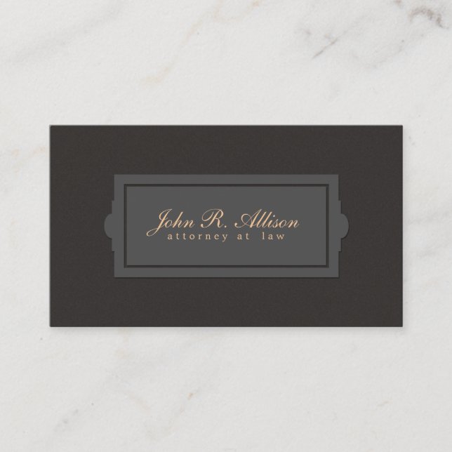 Brown Suede Look Attorney Plaque Style Visitenkarte (Vorderseite)