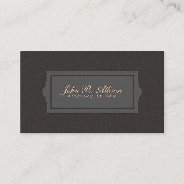 Brown Suede Look Attorney Plaque Style Visitenkarte (Vorderseite)