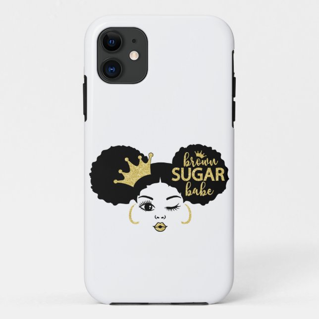 Brown Sugar Babe in Schwarz und Gold Case-Mate iPhone Hülle (Rückseite)