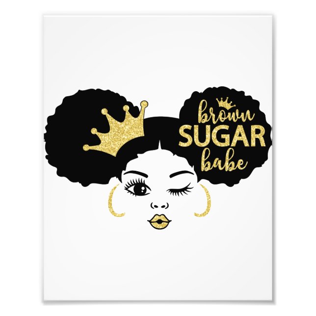 Brown Sugar Babe in Schwarz und Gold Fotodruck (Vorne)