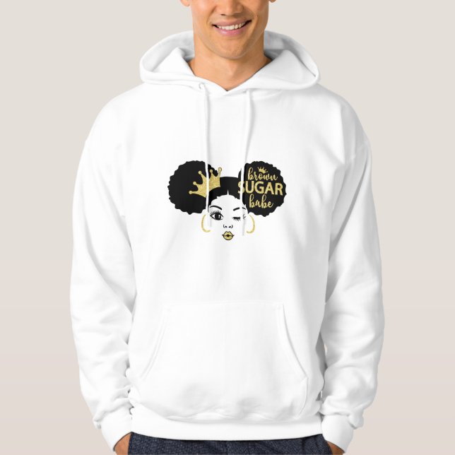 Brown Sugar Babe in Schwarz und Gold Hoodie (Vorderseite)