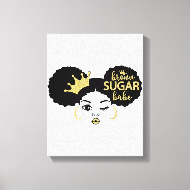 Brown Sugar Babe in Schwarz und Gold Leinwanddruck (Vorderseite)