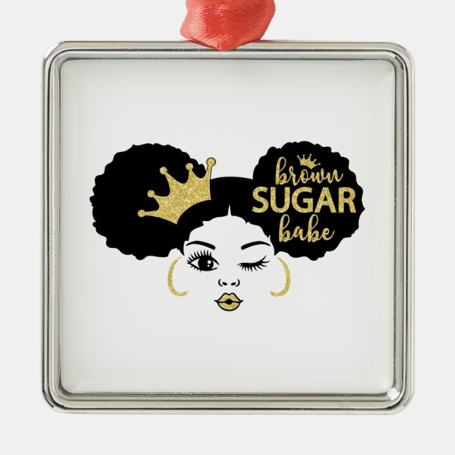 Brown Sugar Babe in Schwarz und Gold Ornament Aus Metall (Vorne)