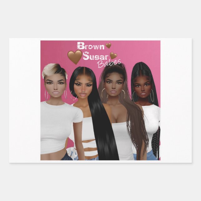 Brown Sugar Babes Gift Wrap 6 Geschenkpapier Set (Vorderseite)