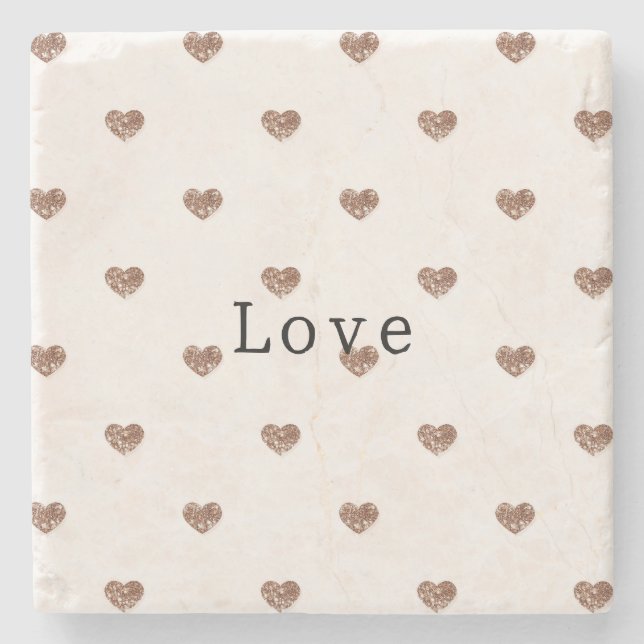 Brown Sugar Glitter Hearts Love Valentine's Steinuntersetzer (Vorderseite)
