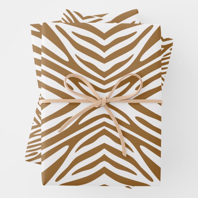 Brown Sugar Neutral Zebra Geschenkpapier Set (Beispiel)