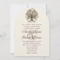 Brown Swirl Tree Roots of Liebe Wedding Einladung
