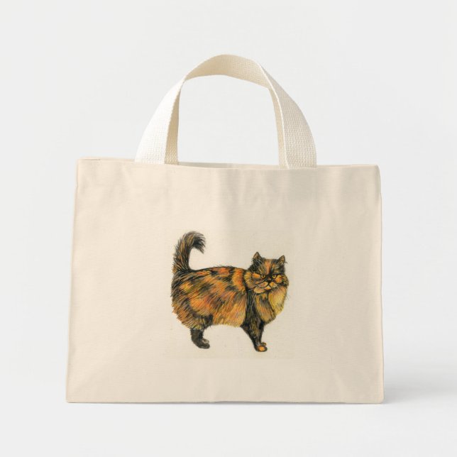 Brown Tabby Cat Tote Bag Mini Stoffbeutel (Vorne)
