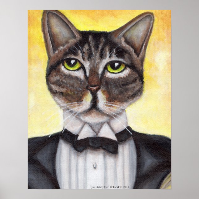 Brown Tabby Cat Wearing Tuxedo Feline Dandy Poster (Vorne)