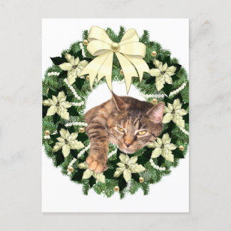 Brown tabby Christmas Feiertagspostkarte