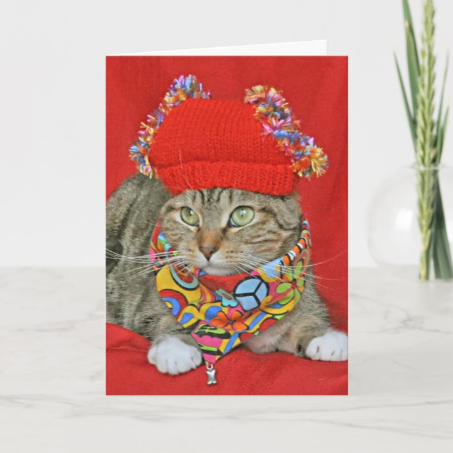 Brown tabby Hippie Valentine's or Birthday card Karte (Vorderseite)