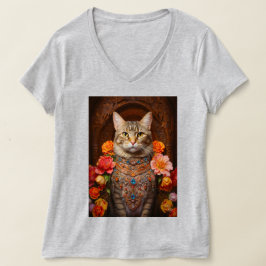 Brown Tabby mit Blume und Viktorianischem Stil T-Shirt