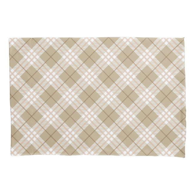 Brown Tan Beige Buffalo Kariert Tartan Kariert Kissenbezug (Vorderseite)