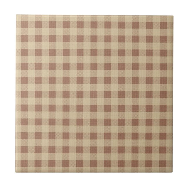 Brown Tan Beige Buffalo Kariertes Land Rustikal Fliese (Vorderseite)
