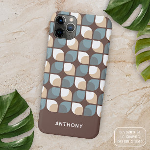 Brown Tan Beige Grau Blau Mittelalter Kunstmuster iPhone 16 Pro Max Hülle