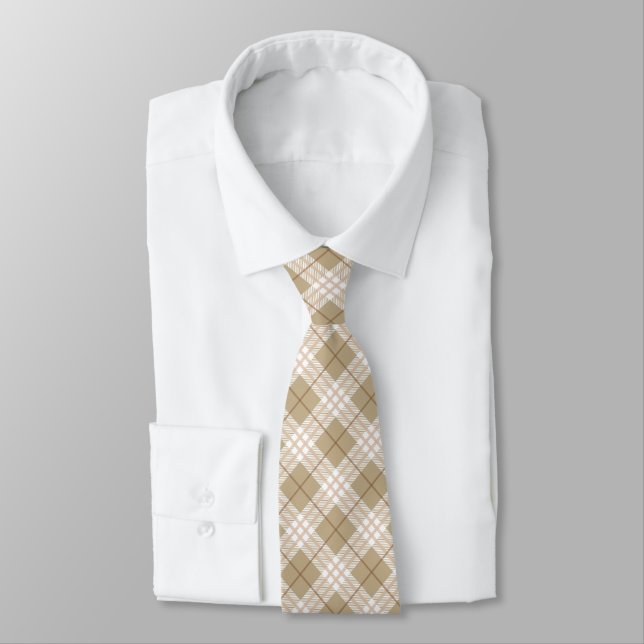 Brown Tan Beige Tartan Buffalo Kariert Men's Krawatte (Gebunden)