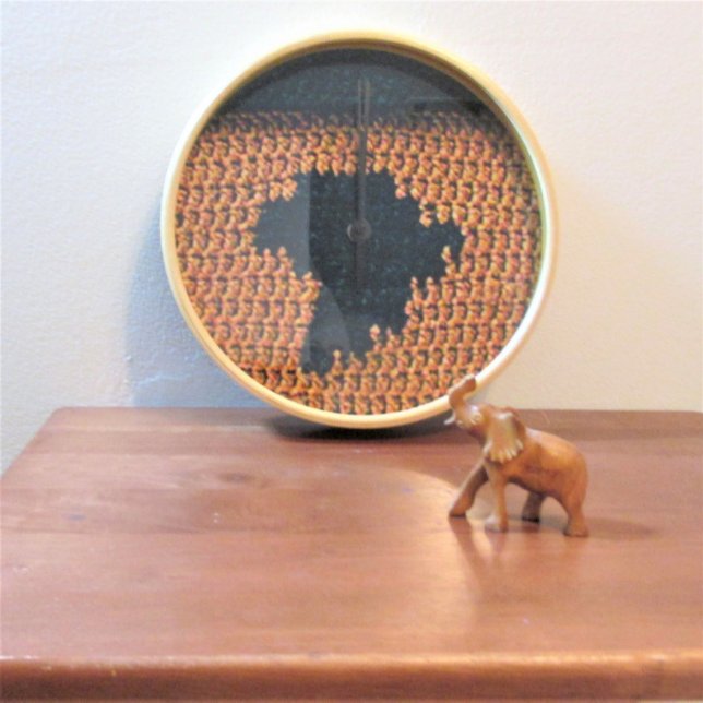 Brown Tan Black Africa Map Artisan Crochet Print Uhr (Decorative wall clock for home college dorm room or business. Africa Map Crochet by Delores Chamblin)