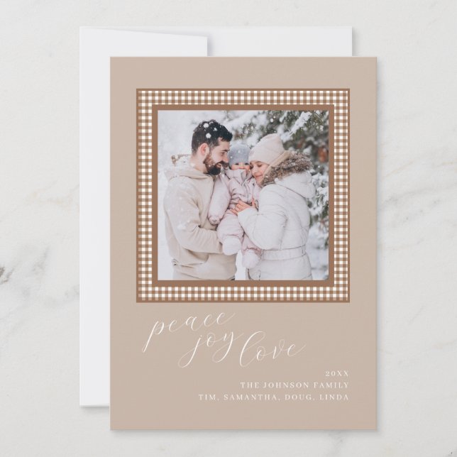Brown Tan Christmas Card Foto Image Karte (Vorderseite)