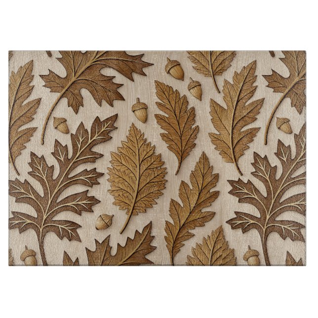 BROWN & TAN FALL AUTUMN LEAVES & ACORNS SCHNEIDEBRETT (Vorderseite)