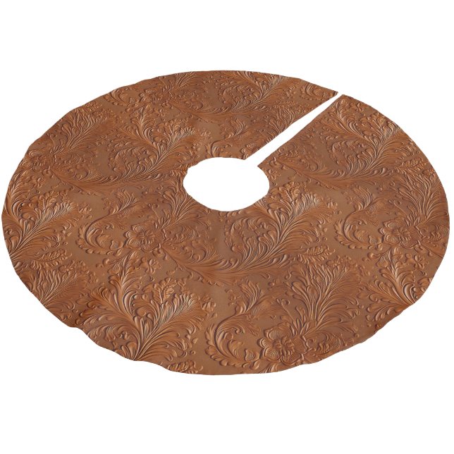 Brown Tan Leaf Bohemisch Südwest Cowgirl Polyester Weihnachtsbaumdecke (Schrägansicht)