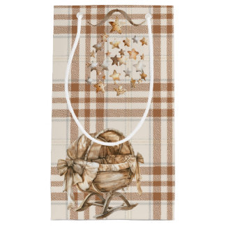 BROWN & TAN NEUTRAL BOHO BASSINETTE & MOBILE KLEINE GESCHENKTÜTE