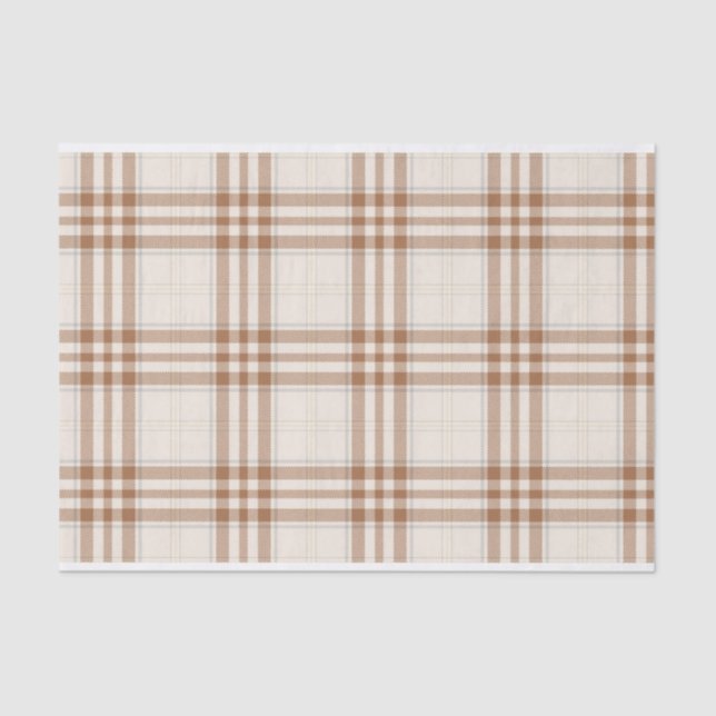 BROWN & TAN NEUTRAL KARIERTES PATTER SEIDENPAPIER (Vorderseite)