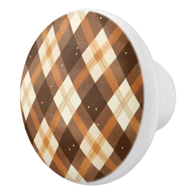 Brown Tan Plaid Keramikknauf (Rechts)