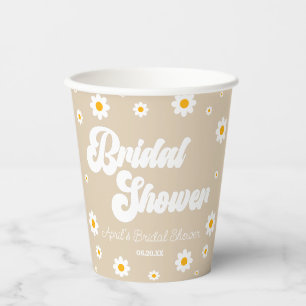 Brown Tan Retro Daisy Blume Brautparty Pappbecher