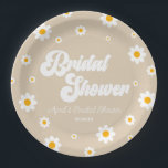 Brown Tan Retro Daisy Blume Brautparty Pappteller<br><div class="desc">Dies ist ein Brown Tan Retro Daisy Blume Floral Brautparty Paper Teller.</div>