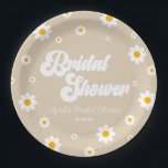 Brown Tan Retro Daisy Blume Brautparty Pappteller<br><div class="desc">Dies ist ein Brown Tan Retro Daisy Blume Floral Brautparty Paper Teller.</div>