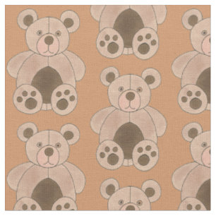 Brown Tan Teddy Bear Plush Tierspielzeug Print Stoff