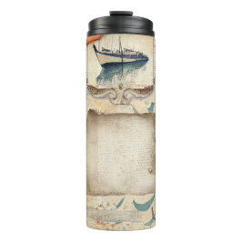 BROWN & TAN VINTAGER NAUTISCHER TUMBLER THERMOSBECHER
