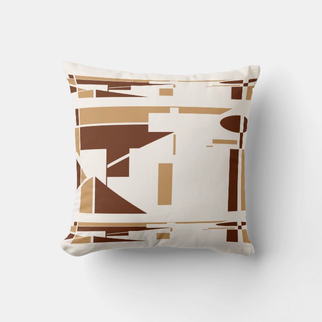 Brown Tan White Southwest Look Minimalistisch Abst Kissen (Vorderseite)