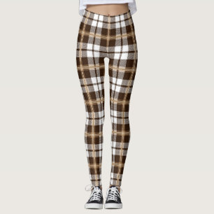 Brown Tartan Kariert schottisches Muster Leggings