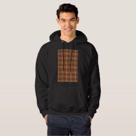 Brown Tartan Men's Basic Hooded Sweatshirt