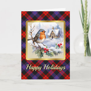 Brown Tartan w/Robin Personalisiert Karte