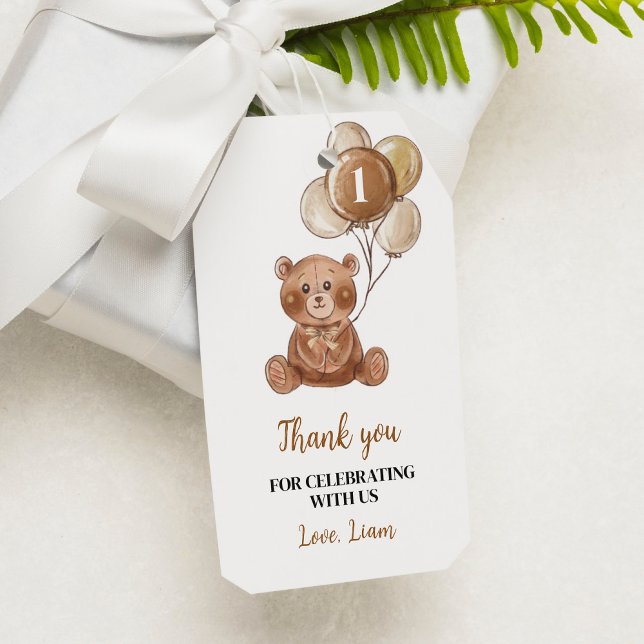 Brown Teddy Bear 1. Geburtstag Danke Tag Geschenkanhänger (Von Creator hochgeladen)