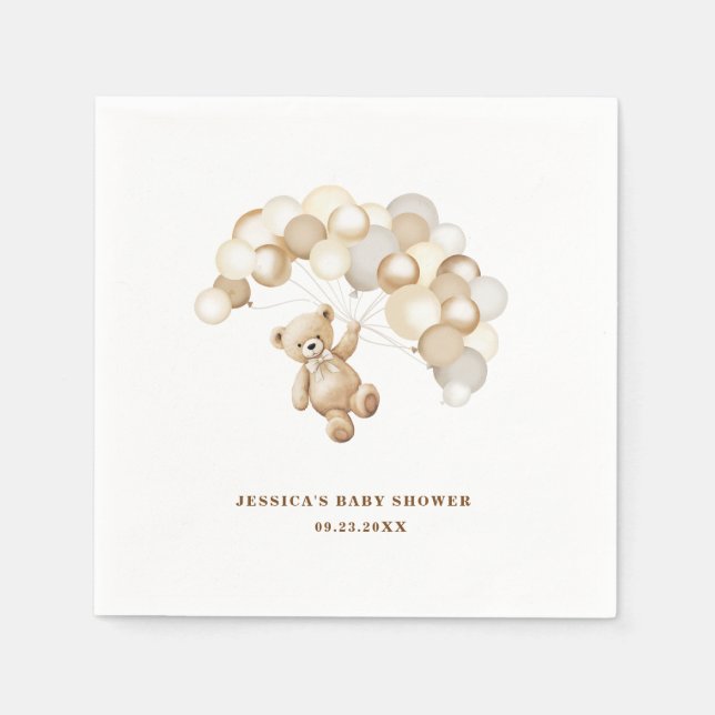 Brown Teddy Bear Baby Shower Serviette (Vorderseite)