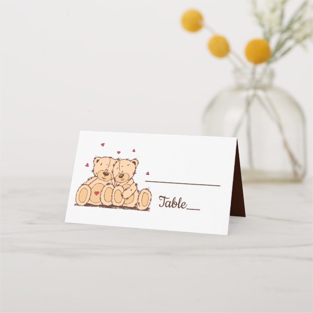 Brown Teddy Bears Liebe Wedding Party Brautparty Platzkarte (Vorderseite)